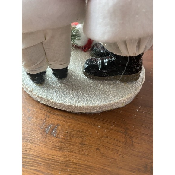 Vintage 14”Stuffed Felt standing Santa & boy 8"snow bottle brush tree snowballs - Picture 12 of 12